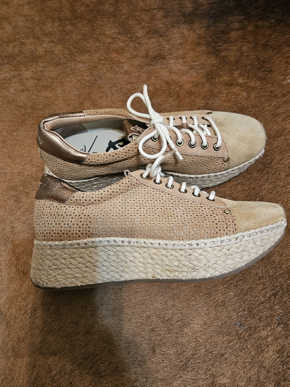 OTBT Platform Espadrille Sneakers Sz 7.5 Raffia Straw EUC
